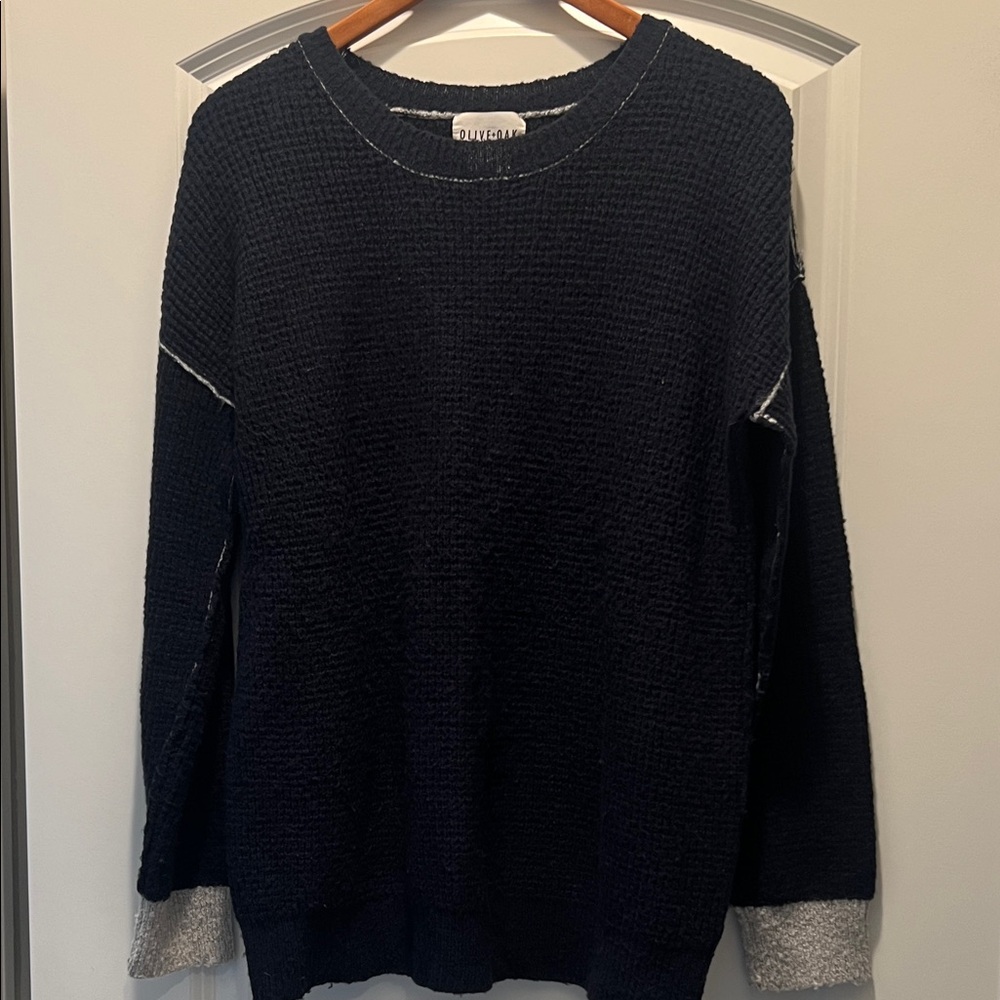 Olive & Oak Navy Knit Crewneck Sweater